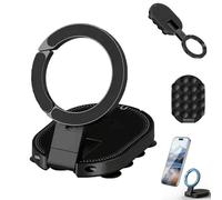 Double-Sided Suction & Magnetic Phone Holder, Foldable Hands-Free Silicone Mount 360° Rotating, 3-in-1 magnetic suction cup phone mount with suction for Use in Car Dashboards, Gyms Offices (1Pcs)