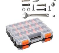 Double -Sided Tool Organizer, 34 Compartment Small Storage Case, Trasparente Lid Electronics Box for Screws, Nails Bolts Drill Bits Small Parts Beads Jewelry Storage, Compact Portable Case