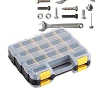 Double -Sided Tool Organizer, 34 Compartment Small Storage Case, Trasparente Lid Electronics Box for Screws, Nails Bolts Drill Bits Small Parts Beads Jewelry Storage, Compact Portable Case