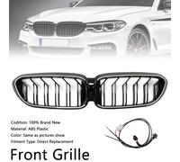 Double Slat Front Kidney Grille Per BMW 5 Series G30 G31 2017-20 Gloss Black L3