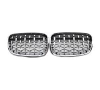 Double Slats Grill Chrome Black Diamond Car Rene Grille Grill 1 Paio Outdoor Anti-resistenza Parti Di Riparazione Per BMW Per Serie F20 F21 2011-2014 Griglia Radiatore(Argento)