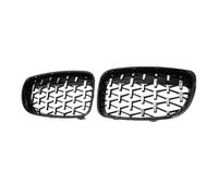 Double Slats Grill Diamante Griglia Rene Anteriore Griglie Paraurti Racing Grill Argento Per BMW Per E81 E82 E87 E88 128I 130I 135I 1 Serie 2007-2011 Griglia Radiatore(Black Silver)