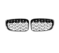 Double Slats Grill Diamante Griglia Rene Anteriore Griglie Paraurti Racing Grill Argento Per BMW Per E81 E82 E87 E88 128I 130I 135I 1 Serie 2007-2011 Griglia Radiatore(Argento)