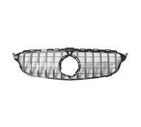 Double Slats Grill Griglia Superiore Per Mercedes Per Benz Per Classe C W205 C300 C250 C43 Per AMG 2019-2021 Nero Lucido Per Stile Per Griglia Radiatore(Argento)