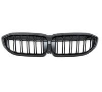 Double Slats Grill Per BMW Per 3 Serie G20 G21 2019-2022 Per 318i 320i 320d 330i 340i 340d Griglia Del Radiatore Anteriore Rene Grill Tuning Mesh Griglia Radiatore(Nero lucido,Double line)