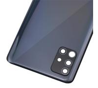 Double Sure Custodia posteriore in plastica nera di ricambio per Samsung Galaxy A51 SM-A515F con telaio posteriore e vetro adesivo pretagliato e kit di strumenti