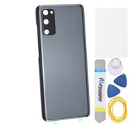 Double Sure Parte di riparazione posteriore in vetro acrilico grigio cosmico per Samsung Galaxy S20 S20 5G con cornice fotocamera posteriore lente in vetro adesivo pretagliato e kit di strumenti