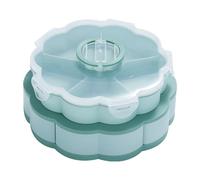 Double Tiered Appetizer Platter - Floral Rotating Storage for Dinner | Split Organizers with Transparent Dust Cover & Circular Motion Toggle for Lunch, Bar, Home and Outdoor Camping
