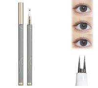 Double Tip Lower Eyelash Pencil, Upgraded 3D Waterproof Eyelash Pen Eye Liner Liquid Eyeliner, Dual Pronged Bottom Eyelashes Pen Waterproof Liquid Eyeliner for Makeup (Gray Black)
