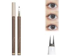 Double Tip Lower Eyelash Pencil, Upgraded 3D Waterproof Eyelash Pen Eye Liner Liquid Eyeliner, Dual Pronged Bottom Eyelashes Pen Waterproof Liquid Eyeliner for Makeup (Dark Brown)