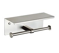 Double Toilet Paper Holder with Shelf Brushed Nickel Toilet Paper Holder Wall Mounted