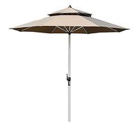 Double Top Sun Shade Umbrella with Crank - for Pool Garden Restaurant 2.7m/9ft Round UV Blocking Blackout Umbrella Windp