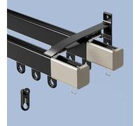 Double-track Side-mounted Curtain Tracks, Aluminum Alloy Curtain Rails, Smooth And Quiet Operation, Suitable For Hospitals, RVs, And Room Partitions(Black,2.7m(8.6ft))