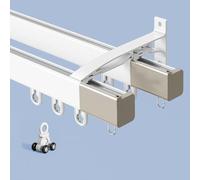 Double-track Side-mounted Curtain Tracks, Aluminum Alloy Curtain Rails, Smooth And Quiet Operation, Suitable For Hospitals, RVs, And Room Partitions(White1,2.7m(8.6ft))