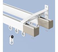 Double-track Side-mounted Curtain Tracks, Aluminum Alloy Curtain Rails, Smooth And Quiet Operation, Suitable For Hospitals, RVs, And Room Partitions(White,2.2m(7.2ft))
