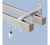 Double-track Side-mounted Curtain Tracks, Aluminum Alloy Curtain Rails, Smooth And Quiet Operation, Suitable For Hospitals, RVs, And Room Partitions(Gray,1.6m(5.2ft))