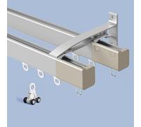 Double-track Side-mounted Curtain Tracks, Aluminum Alloy Curtain Rails, Smooth And Quiet Operation, Suitable For Hospitals, RVs, And Room Partitions(Gray1,1.7m(5.6ft))