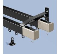 Double-track Side-mounted Curtain Tracks, Aluminum Alloy Curtain Rails, Smooth And Quiet Operation, Suitable For Hospitals, RVs, And Room Partitions(Black1,2.3m(7.5t))