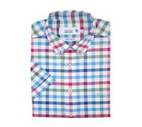 Double Two Blu & Rosso Large Motivo a Quadretti Manica Corta Camicia Casual
