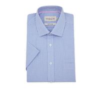 Double Two Camicia A Maniche Corte A Quadri Blu Per Uomo (GSH4233), 15 A 23