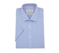 Double Two Camicia A Maniche Corte A Quadri Blu Per Uomo (GSH4233), 15 A 23