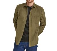 Double TWO Camicia casual da uomo a maniche lunghe in velluto a coste con bottoni, Verde pallido, L