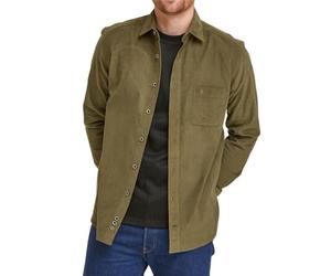 Double TWO Camicia casual da uomo a maniche lunghe in velluto a coste con bottoni, Verde pallido, L