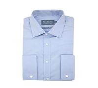 Double TWO Camicia da uomo in twill di cotone di lusso doppio polsino classico camicia formale, Blu, 40