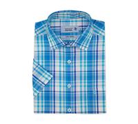 Double Two Life Style Uomo Puro Cotone Manica Corta Camicia a Quadri (1037A) IN