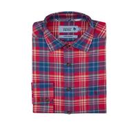 Double Two Rosso Scozzese Twill Manica Lunga a Quadri Camicia Casual