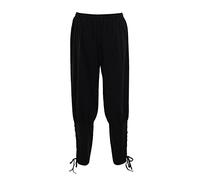 Double Villages Pantaloni Rinascimentali Bloomers Pantaloni Vichinghi Medievali Pantaloni Vichinghi Costume (Nero, M)