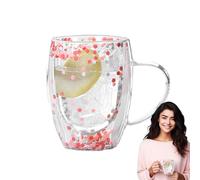 Double Walled Coffee Mug - 350ml Glass Coffee Mugs With Handle | Cappuccino Latte Tea Cup | Aesthetic Clear Insulated | Lightweight Large Capacity Cups For Hot And Cold Beverages, Women Girls Drinkwar