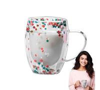 Double Walled Coffee Mug - 350ml Glass Coffee Mugs With Handle | Cappuccino Latte Tea Cup | Aesthetic Clear Insulated | Lightweight Large Capacity Cups For Hot And Cold Beverages, Women Girls Drinkwar
