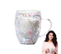 Double Walled Coffee Mug - 350ml Glass Coffee Mugs With Handle | Cappuccino Latte Tea Cup | Aesthetic Clear Insulated | Lightweight Large Capacity Cups For Hot And Cold Beverages, Women Girls Drinkwar