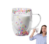 Double Walled Coffee Mug - 350ml Glass Coffee Mugs With Handle | Cappuccino Latte Tea Cup | Aesthetic Clear Insulated | Lightweight Large Capacity Cups For Hot And Cold Beverages, Women Girls Drinkwar