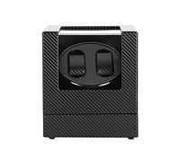 Double Watch Winder Box for Automatic Mechanical Watch Black Leather Exterior Silent Motor Include AC Adapter (D)