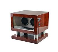 Double Watch Winder for Automatic Watches LED Touch Screen Built-in LED Illuminated Wood Shell Piano Paint Exterior (Brown Freckles)