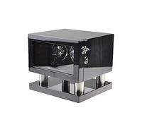 Double Watch Winder for Automatic Watches LED Touch Screen Built-in LED Illuminated Wood Shell Piano Paint Exterior (Black Stripes)