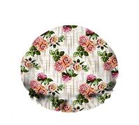Double WaterproofCuffia da a da bagno Beautiful Blossom Botanical Colorful Rose Flower Leaf Red Riutilizzabile Fashion Shower Hat For Women Beauty, BathHair Spa, Home Hotel Travel Use
