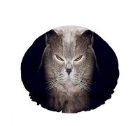 Double WaterproofCuffia da a da bagno British Shorthair Grey Cat Occhi socchiusi Fierce Riutilizzabile Fashion Shower Hat For Women Beauty, BathHair Spa, Home Hotel Travel Use