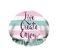 Double WaterproofCuffia da a da bagno Calligrafia Iscrizione Lettering Line Dot Color Pennello nero Riutilizzabile Fashion Shower Hat For Women Beauty, BathHair Spa, Home Hotel Travel Use