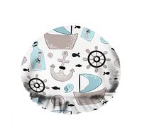 Double WaterproofCuffia da a da bagno Cartoon Cute Ship Wheel Bottle Lettera Circle Ship Riutilizzabile Fashion Shower Hat For Women Beauty, BathHair Spa, Home Hotel Travel Use