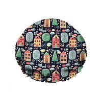 Double WaterproofCuffia da a da bagno City Building Cartoon Tree Cat Cloud Heart Cute Riutilizzabile Fashion Shower Hat For Women Beauty, BathHair Spa, Home Hotel Travel Use