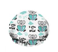 Double WaterproofCuffia da a da bagno Clever Koala Reading Book Cute Grey Heart Ear Riutilizzabile Fashion Shower Hat For Women Beauty, BathHair Spa, Home Hotel Travel Use