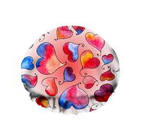 Double WaterproofCuffia da a da bagno Color Heart Love Romantic Sketch Rainbow Red Crimp Riutilizzabile Fashion Shower Hat For Women Beauty, BathHair Spa, Home Hotel Travel Use