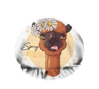 Double WaterproofCuffia da a da bagno Cute Alpaca Flowers Art Face Head Llama Animal Riutilizzabile Fashion Shower Hat For Women Beauty, BathHair Spa, Home Hotel Travel Use