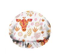 Double WaterproofCuffia da a da bagno Cute Giraffe Jungle Savanna Palm Leaf Flower Cartoon Riutilizzabile Fashion Shower Hat For Women Beauty, BathHair Spa, Home Hotel Travel Use