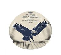 Double WaterproofCuffia da a da bagno Eagle Animal Wings Bird Wildlife America Lettering Black Riutilizzabile Fashion Shower Hat For Women Beauty, BathHair Spa, Home Hotel Travel Use