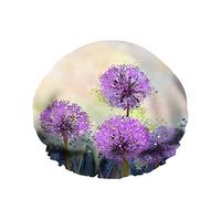 Double WaterproofCuffia da a da bagno Fiore di tarassaco Nature Art Dot Pink Purple Allium Cappello da a moda riutilizzabile per donna Bellezza, BathHair Spa, Home Hotel Travel Use