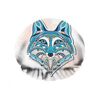 Double WaterproofCuffia da a da bagno Fox Art Icon Mask Ornate Stripe Cartoon Head Riutilizzabile Fashion Shower Hat For Women Beauty, BathHair Spa, Home Hotel Travel Use